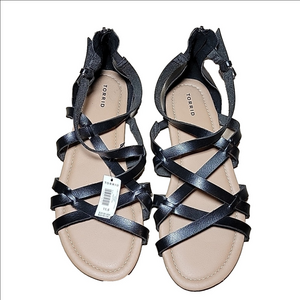 Torrid Black Crisscross Faux Leather Gladiator Sandals Size 11.5 NWT